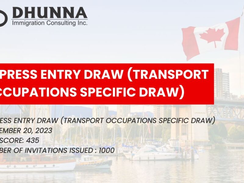 Express Entry Draw (Transport occupations specific draw)